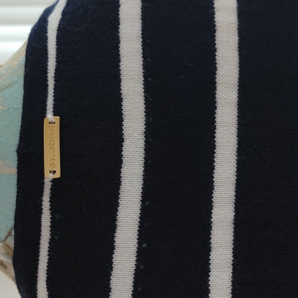 ST. JOHN Sport Nautical Vneck cardigan striped sweater M lightweight - Picture 12 of 17